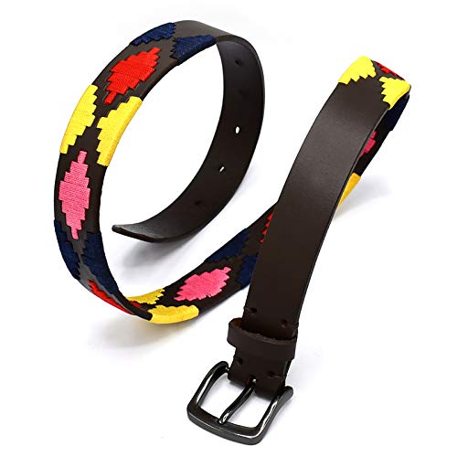 Genuine Leather Polo Men's Belt Multi Color Hand Woven Pattern 100 CM BLT-103