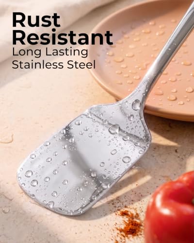 Image of Zulay Kitchen Stainless Steel Spatula Turner | 14.8 inch Heat-Resistant Solid Turner for Cooking, Frying & Grilling - Durable, Rust-Proof & Dishwasher Safe Kitchen Utensil