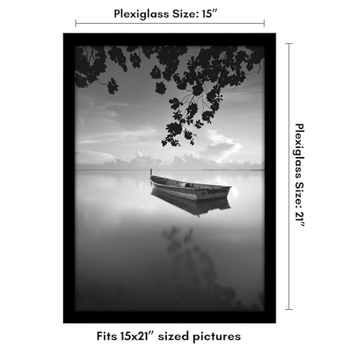 Americanflat 15x21 Picture Frame with Polished Plexiglass - Black Picture Frame - Wide Photo Frames Made of Engineered Wood for Vertical or Horizontal Wall Display - Epic Collection - Black