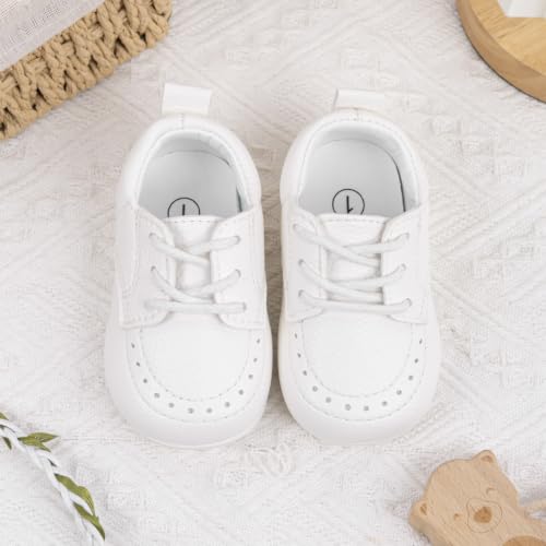 Image of Toddler Baby Girl Boy Classic Oxford Dress Shoes PU Leather Loafers Brogue Non-Slip Rubber Sole Wedding Party First Walking Shoes