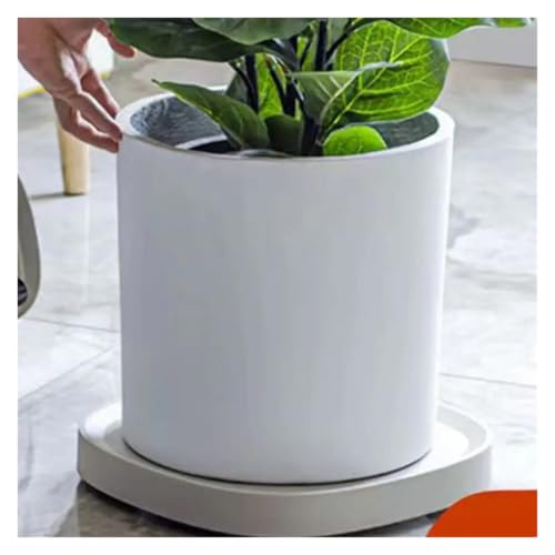 Support pot de fleur à roulettes carré blanc 44.5cm plateau déplaçable charge lourde
