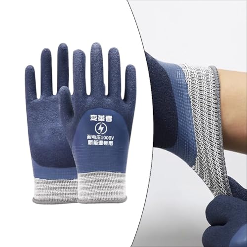 FUANA Guantes de trabajo aislantes para electricistas, voltaje nominal de 400 V, color azul, natural, compatibles con pantalla táctil, seguridad eléctrica y uso industrial, color azul