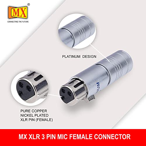 Image of MX 3 Pin XLR Microphone pin Pure Copper Nickel Plated for High Conductivity microphone (3-pin microphone female, Pack of 2, Female Connector)