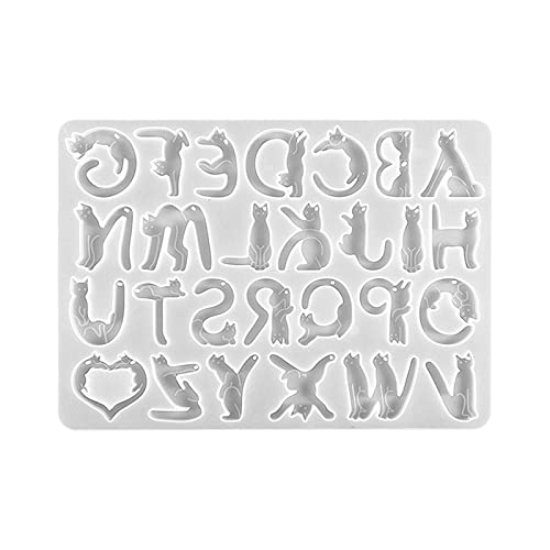 Formas de letras de resina, llavero de diseño de gato formas de resina epoxi, llavero reutilizable, moldes de resina epoxi fundición de letras molde de resina epoxi para artesanías de arcilla