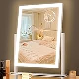 Lighted Vanity Mirror with Lights, Makeup Mirror with Light, 16.7'x 13.2',Three Color Lighting Modes and Dimmable Lighting, Smart Touch Control, 360°Rotation, for Vanity Desk Tabletop,Dressing Room
