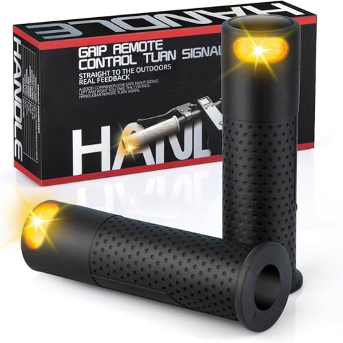 FXINRUIA E Scooter/Bike Handlebar Grips Turn Signal, USB Rechargeable Bicycle Handlebar Turn Signal Scooter Handle Grips, Replacement Handle Waterproof Bicycle Safety Warning Light