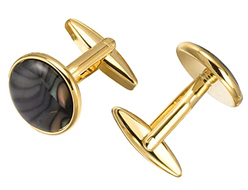 Set de Mancuernillas y Clip para Corbata Abulón Natural Plateado y Dorado miniatura 6