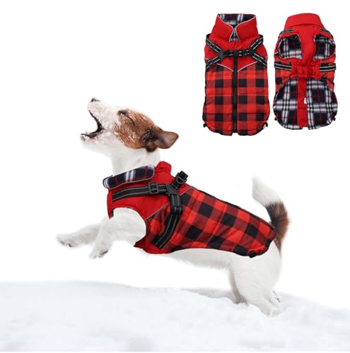 Dog Coat with Harness,Small Dog Winter Coat,Doggie Jackets with B...