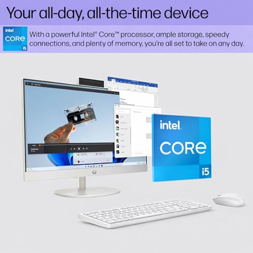 Image of HP 24 23.8 inch FHD Touchscreen All-in-One Desktop Computer for Office, 13th Gen Intel Core i5 CPU (Beats i7-1250U), 8GB RAM, 512GB PCIe SSD, HDMI, Wi-Fi, Business AIO, Wireless KB&Mouse, Win 11