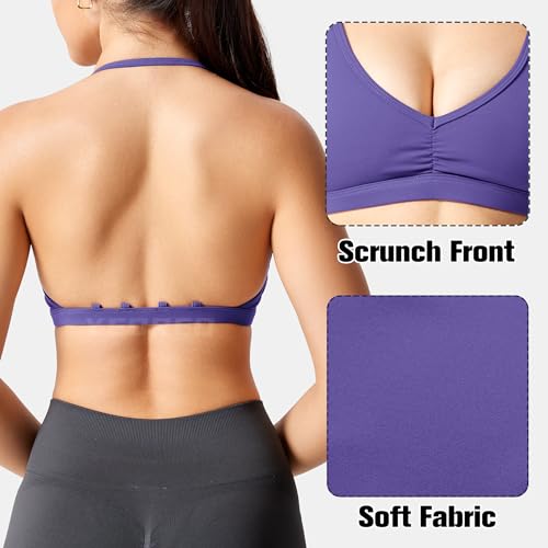 Image of YEOREO CoreFlex Sports Bras for Women Padded Strappy Open Back Workout Top | Light Impact Criss Cross Bra Yoga Gym Crop Top