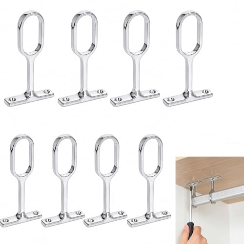 ZunAnBoCDP 8 PCS Supports de Tringle de Placard Ovales pour Garde-Robe, Support Tringle Penderie, Supports Barre de Penderie, Kit Fixation Tringle Armoire,...