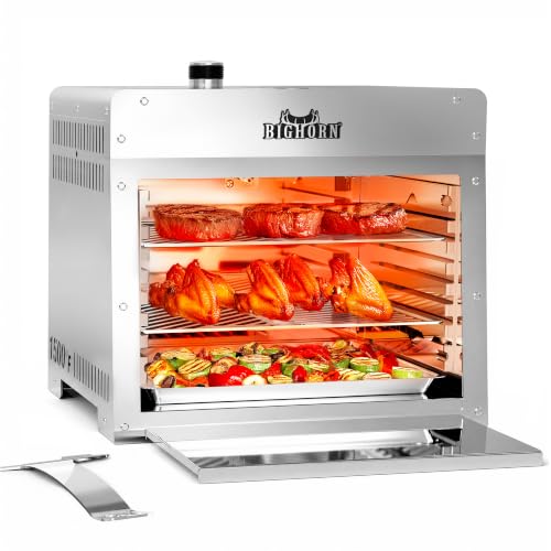 BIG HORN OUTDOORS 815.6 °C Infrarot Grill Tischplatte Broiler, tragbarer Propan-Steakkocher, Edelstahl Outdoor BBQ Maschine für Steak, Burger und Pizza