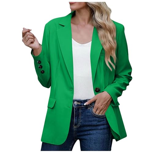 Blazer de mujer elegante con botón central y corte largo de caída fluida