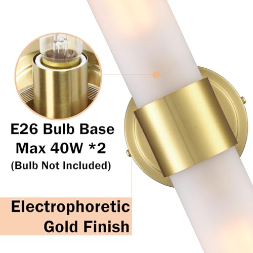 Image of DAYCENT Modern Gold Wall Sconce Bathroom Light Fixtures 2-Light