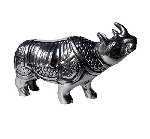 Statuette rhinocéros en aluminium vintage