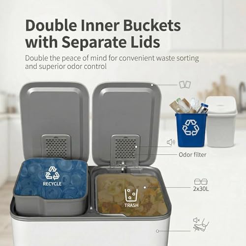 Caneca de basura GAOMON 60L con doble compartimiento miniatura 4