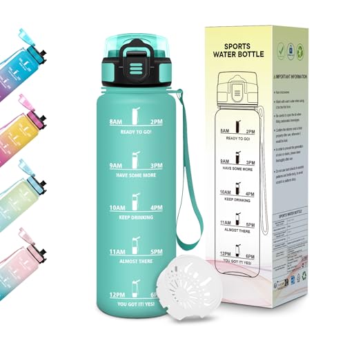 Motswedi Borraccia 500 ml, Senza BPA, Bottiglia Plastica, a prova di perdite, Borraccia Bambina, Adatta a Bevande Gassate, Bottiglia Ideale per Yoga, Scuola, Attività All'aperto - Blu verde