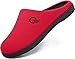 Damen Memory Foam Hausschuhe Atmungsaktiv Rutschfester Gummisohle Winter Slipper Warm Gefütterte Frauen Pantoffeln für Indoor & Outdoor Rot 38/39 EU (270mm)