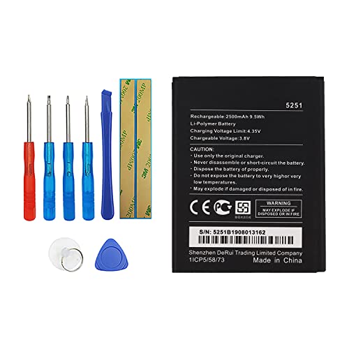 Vvsialeek WIKO 5251 Batterie compatible avec Wiko Pulp 3G 4G Wiko Robby avec kit d'outils 2500 mAh