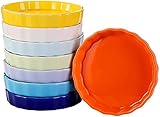 WUWEOT 8er Set 12,7cm Kleiner Tarteform Quicheform Rund Backform aus Porzellan 180ml Pie Form Pastetenform Obstkuchenform Auflaufform Klein Auflaufförmchen zum Backen und Anrichten Farbig