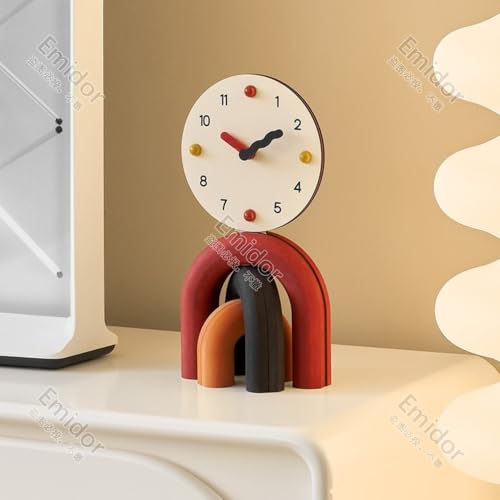 Emidor 卓上時計、時計飾り、コンパクト、軽量、耐久性、装飾品、リビングルーム、テレビ台、玄関、家庭用に適しています (A,レトロなスクラブです) [4]
