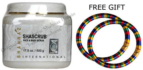 Shahnaz Husain Shascrub Walnut Face and Body Scrub - 500g -" via DHL Express" - Delivery in 3-7 days and FREE GIFT (Pair of Multicolor Bangles)