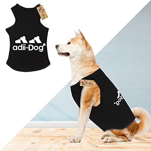 Western Era Soft Cotton Dog T-Shirt | Comfortable & Breathable Dog Clothing | Sleeveless Vest Puppy Outfit | Pet Tank Top Fashion Apparel (Black) (Small – 14Inch)