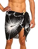 1 World Sarongs Mens Floral Half Sarong Lei of Kings Black