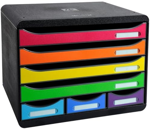 Exacompta 307798D Ablagebox Iderama Querformat mit 7 Schubladen für DIN A+ Dokumente. Belastbare Schubladenbox hohe Kapazität mehr Platz Store Box Iderama...