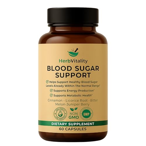 Herb Vitality Blood Sugar Support Supplement with Cinnamon, Bitter Melon &ndash; Supports Healthy Blood...