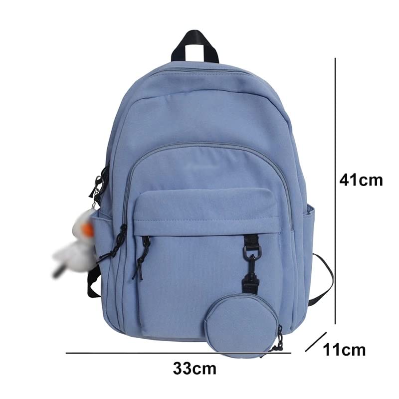 Sac à dos en nylon couleur solide de grande capacité pour une adolescente branchée
