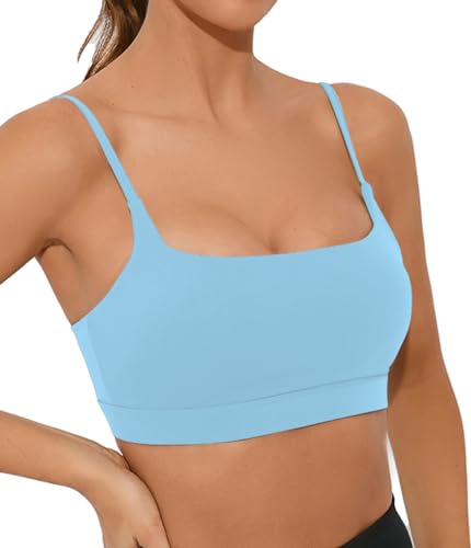 Image of Comper Sports Bra for Women Wirefree Racerback Workout Bras Sexy Thin Straps Yoga Sport Bras with Removable Pads