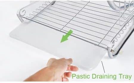 Miniatura 6 de Kitchen Stainless Steel Dish Cup Drying Rack Holder 2-Tier Dish Rack Sink Drainer, Over Sink Dish Drying Rack, Stainless Steel Utensil Holder Cup