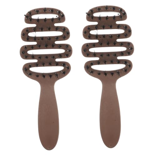 minkissy 2個 櫛 女性用の小さなヘアコーム 携帯用ヘアブラシ ベントヘアブラシ くし 頭皮 コーム ハイライトコーム 女性用ふけコーム ストレートコーム プラスチック Coffee