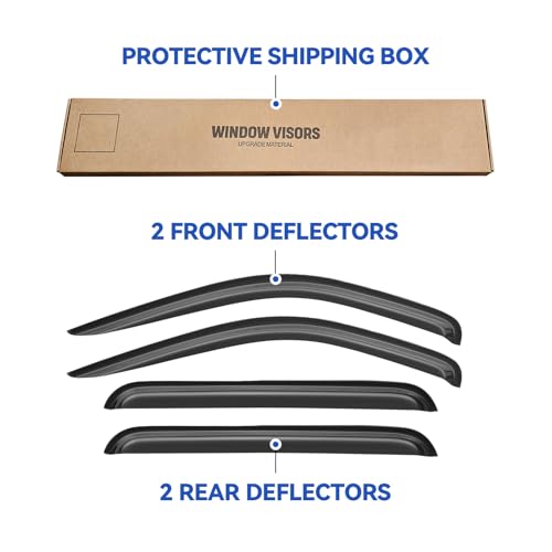 Image of Window Visors Rain Guards Shield for 1998-2003 Dodge Durango, Out-Channel Window Vent Wind Deflectors Visors Shades for 98-03 Durango