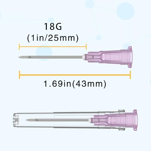 Image of 18 Gauge 1 Inch Needle (100 Pack), Sterile Disposable Injection Luer Lock Industrial Accessories Needles,Individually Wrapped