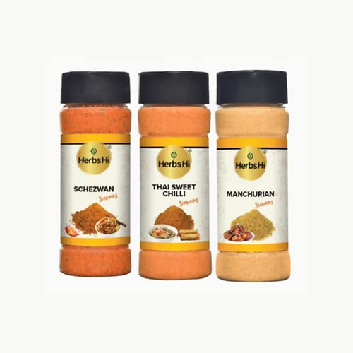 HerbsHi Chinese Seasoning Combo Schezwan Powder ,Thai Sweet Chilli Powder ,Manchurian Masala | Ready to Sprinkle Bottles for Noodles ,Chowmein Pasta, Sauces, Pizzas, Eggs, Dips, Popcorn, Fries, Chips, Nachos, Makhana (ChineseCombo) (B0BPXDRJMR) Amazon Price History, Amazon Price Tracker