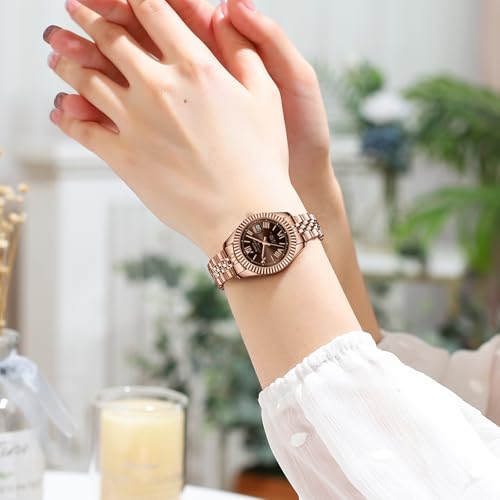 Image of NIBOSI Watches for Woman Analog Quartz Stainless Steel Diamond Rose Gold Green Small Dial Women Watches Classic Wrist Watch Date Waterproof
