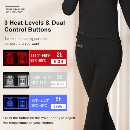 Heated Underwear Set for Men Women, Thermal Shirt and Warm Pants with 30 Heating Zones, Winter Cold Weather Base Layer Set3