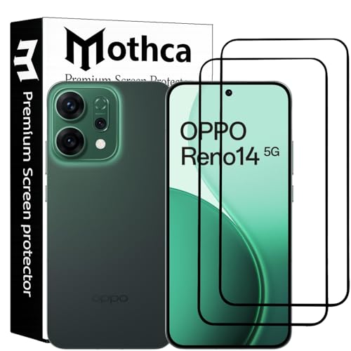 Image of Mothca Military-Grade Tempered Glass Screen Protector Compatible for Oppo Reno 14 Pro with Edge to Edge Coverage - Case Friendly, Anti-Scratch & Bubble-Free Installation Kit (Pack of 2)