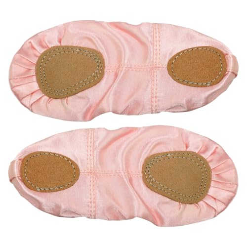 Girls Satin Ballet Dance Shoes Bow Split Sole Dance Shoes Roll Up Slippers Ballroom Dance Shoes4