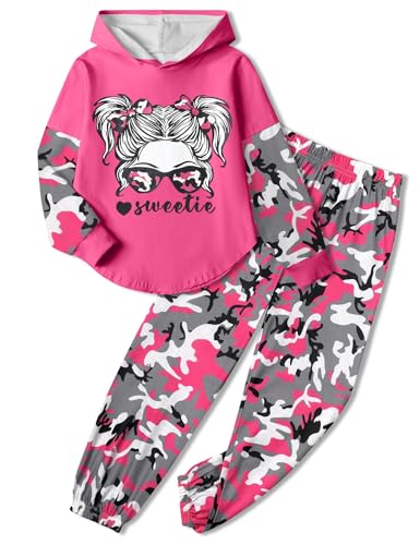 Image of Girls Fall Outfits Sweetie-girl Hoodie and Camo Pants Size 6-16