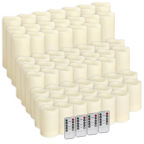 Image of 60-Pack LED Flameless Candles with Remote Control - Perfect for Home, Parties, and Special Occasions - Create a Magical Ambiance Effortlessly(Three Sizes)