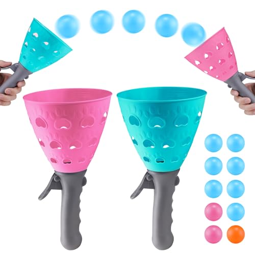 LIVESTN Fangballspiel, Fangbecher Ballspiel mit 2 Fangbechern und 10 Bällen, Fang den Ball Wurfspiel, Outdoor Spiele für Kinder, Für Garten, Park oder Strand, Outdoor Fun Party Game Spielzeug (B)