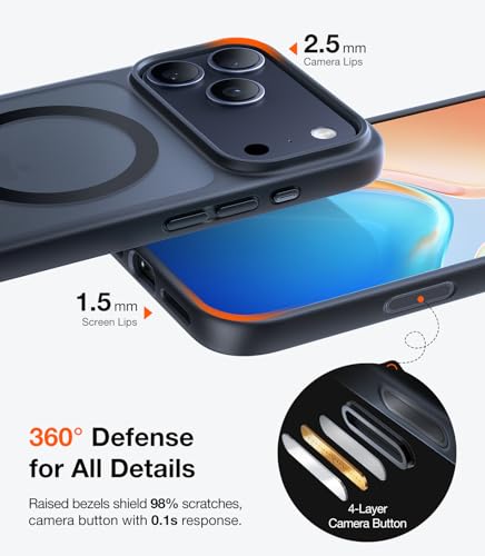 Image of TORRAS Shockproof Case for iPhone 17 Pro | Mil-Grade Protection | Fit for MagSafe | Translucent Cover Anti-Fingerprint&Scratch | Camera Control | Premium Imported | Guardian.M 6.3'' Black