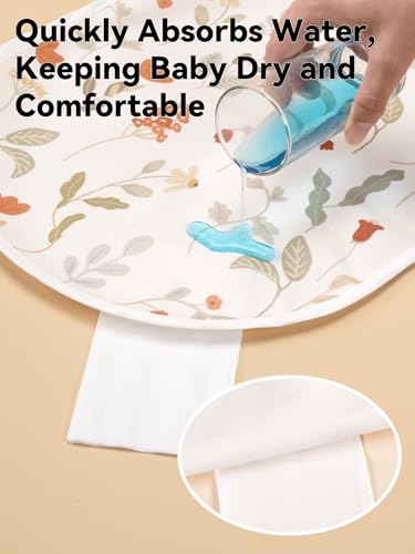 Image of TILLYOU Waterproof Changing Pad Liners 6 Pack, 100% Cotton Reusable Cloth Diaper Liners, Forest Floral