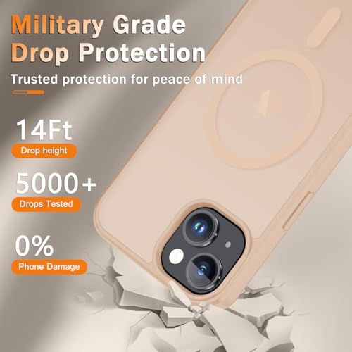 Image of for iPhone 15 Plus Case, iPhone 14 Plus Case, Matte Magnetic Phone Cover with 1 Screen Protector [Support for MagSafe] [Shockproof Military Grade Protection] Translucent Frosted Back, Coral Pink