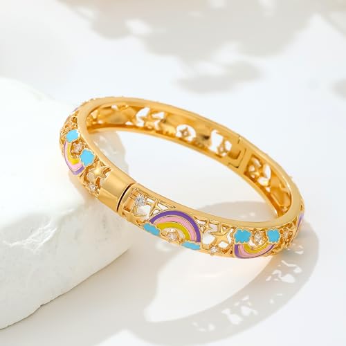 Image of Ethlyn Gifts for little girls Gold Plated Colorful Openable Kids Baby Girls Bangles Bracelets Birthday Gifts for 2years 4 years 5 years old girls