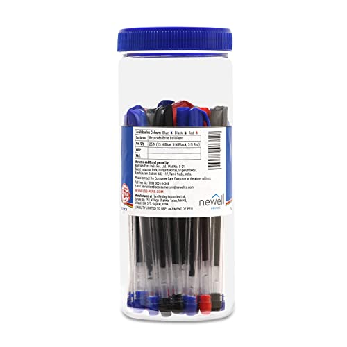 Image of Reynolds JIFFY GEL 25 CT JAR - 15 BLUE, 5 BLACK & 5 RED Gel Pen I Lightweight Gel Pen With Comfortable Grip for Extra Smooth Writing I School and Office Stationery