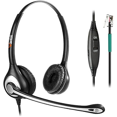 Wantek Corded Telephone Headset Dual w/Noise Canceling Mic for ShoreTel Plantronics Polycom Zultys Toshiba NEC Aspire Dterm Nortel Norstar Meridian Siemens ROLM Packet8 Landline Deskphones(F602S2) Cover